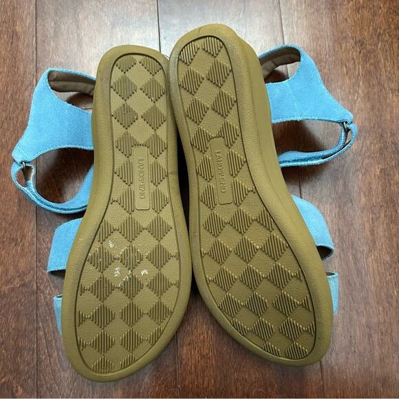 Lands' End Blue Leather Wedge Comfort Sandals, Perfect for Summer, Size 10 - Picture 12 of 13